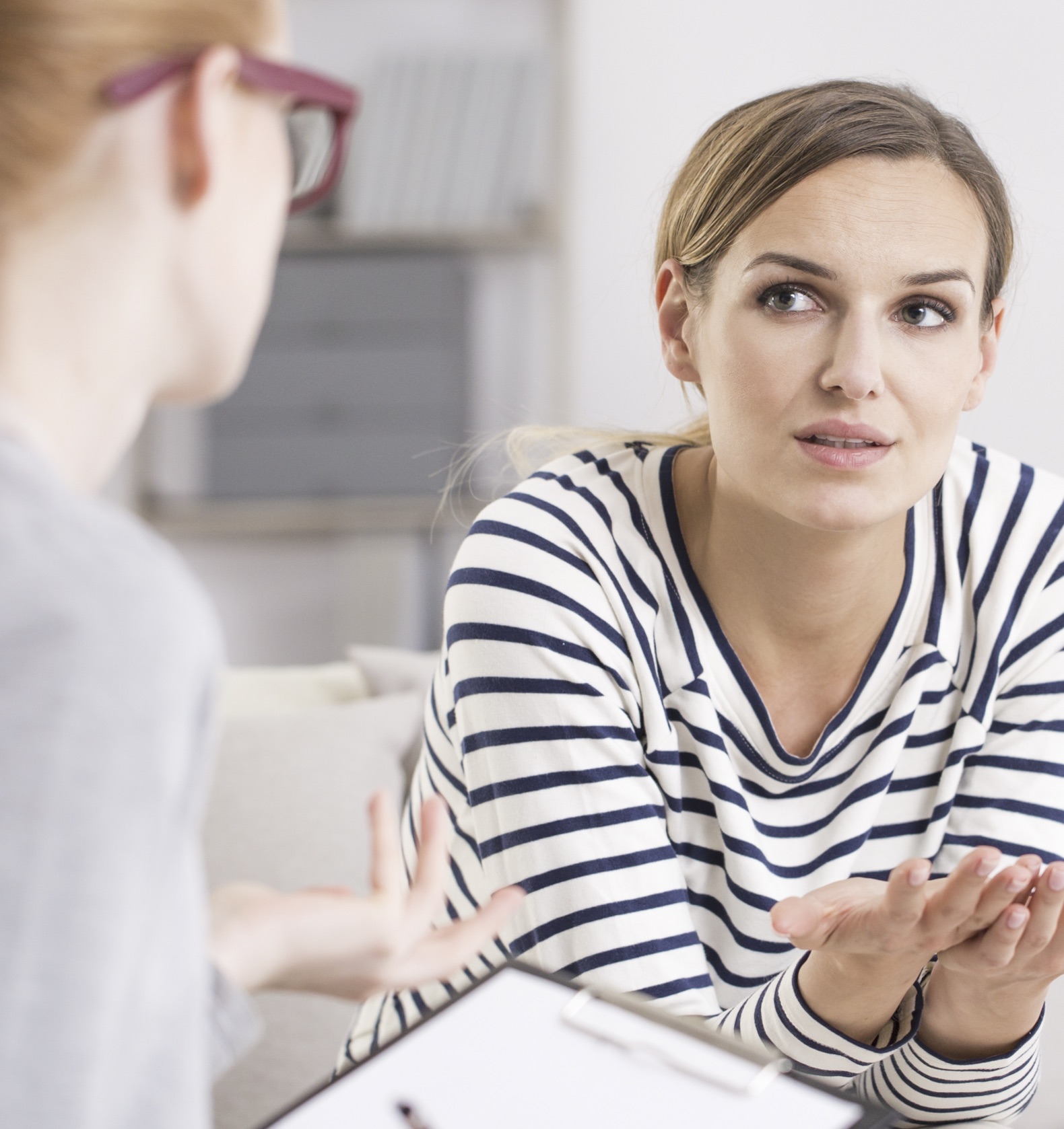 A woman receiving pregnancy option information in Shelton, Washington